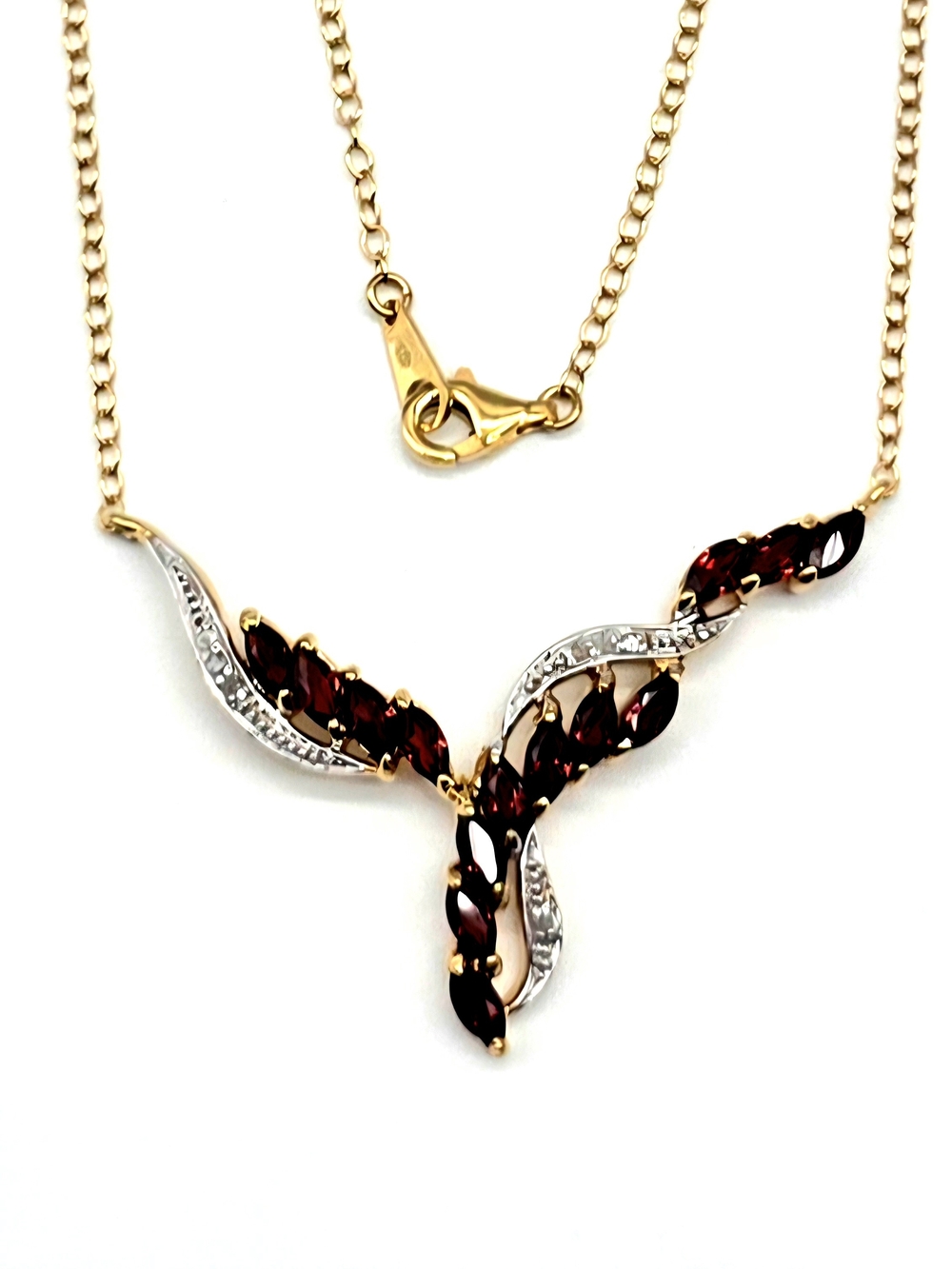 18K Gold Plated Sterling Silver Garnet Necklace | Designer Necklace